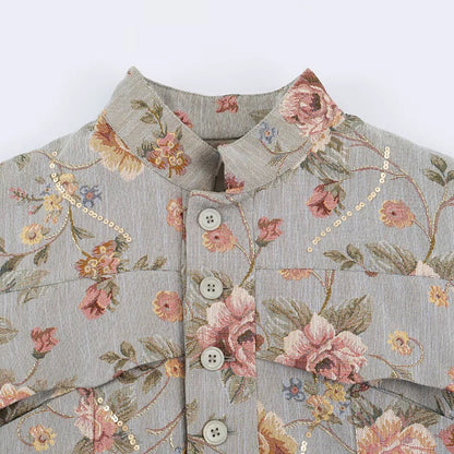 Veste courte Lily en jacquard vintage