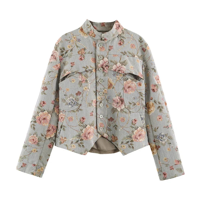 Veste courte Lily en jacquard vintage