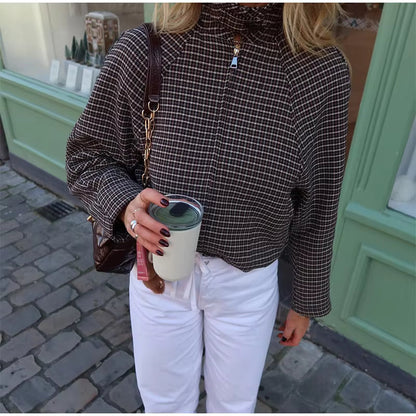Veste zippée à motif pied-de-poule Hannah