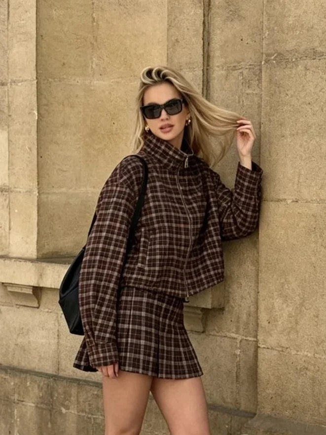 Ensemble veste & jupe à carreaux Eva