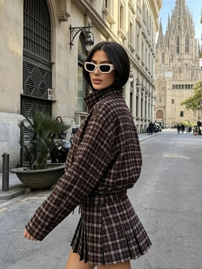 Ensemble veste & jupe à carreaux Eva