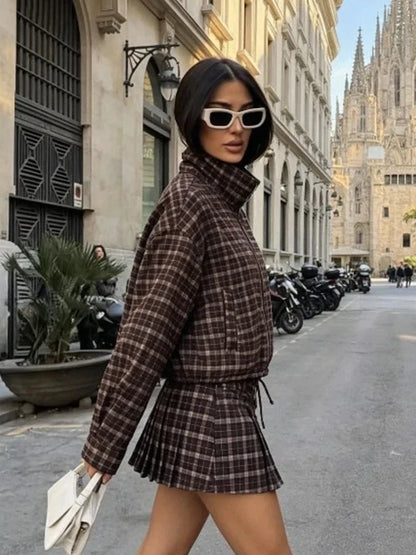 Ensemble veste & jupe à carreaux Eva