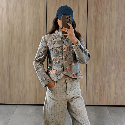 Veste courte Lily en jacquard vintage