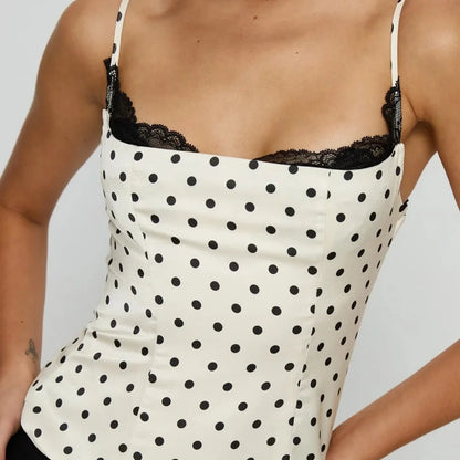 Camisole Vanya à pois avec dentelle
