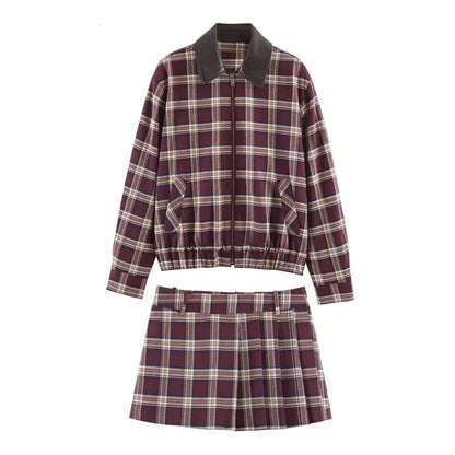 Ensemble bomber & skort à carreaux Julia