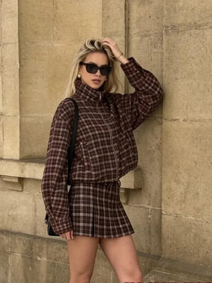 Ensemble veste & jupe à carreaux Eva