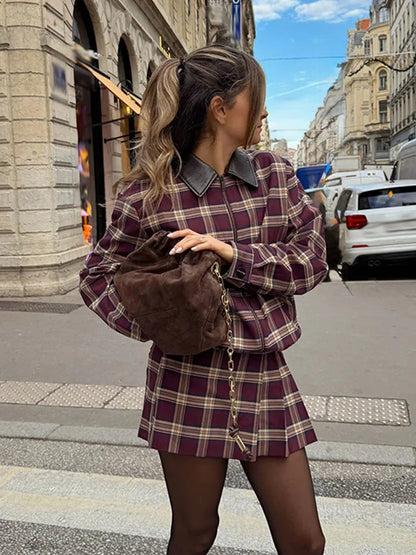 Ensemble bomber & skort à carreaux Julia