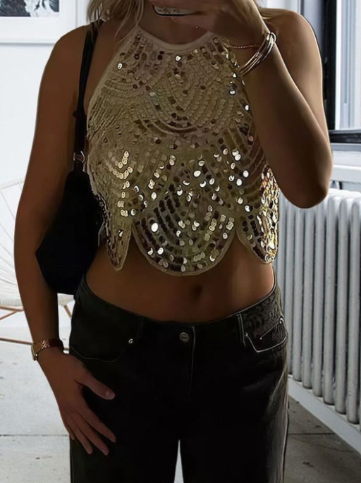 Top dos nu Jane à sequins