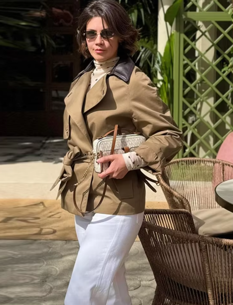 Trench-coat Hanna à col contrasté et ceinture