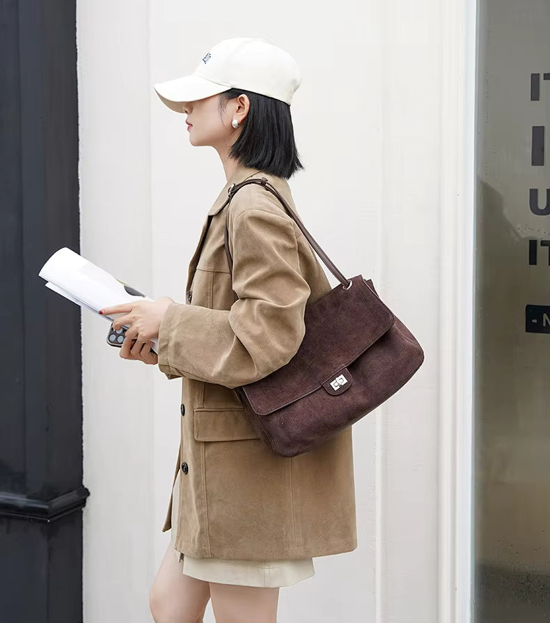 Sac cabas rétro Olivia en cuir givré.