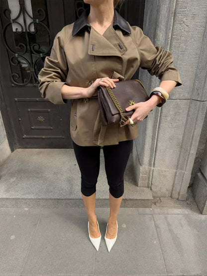Trench-coat Hanna à col contrasté et ceinture