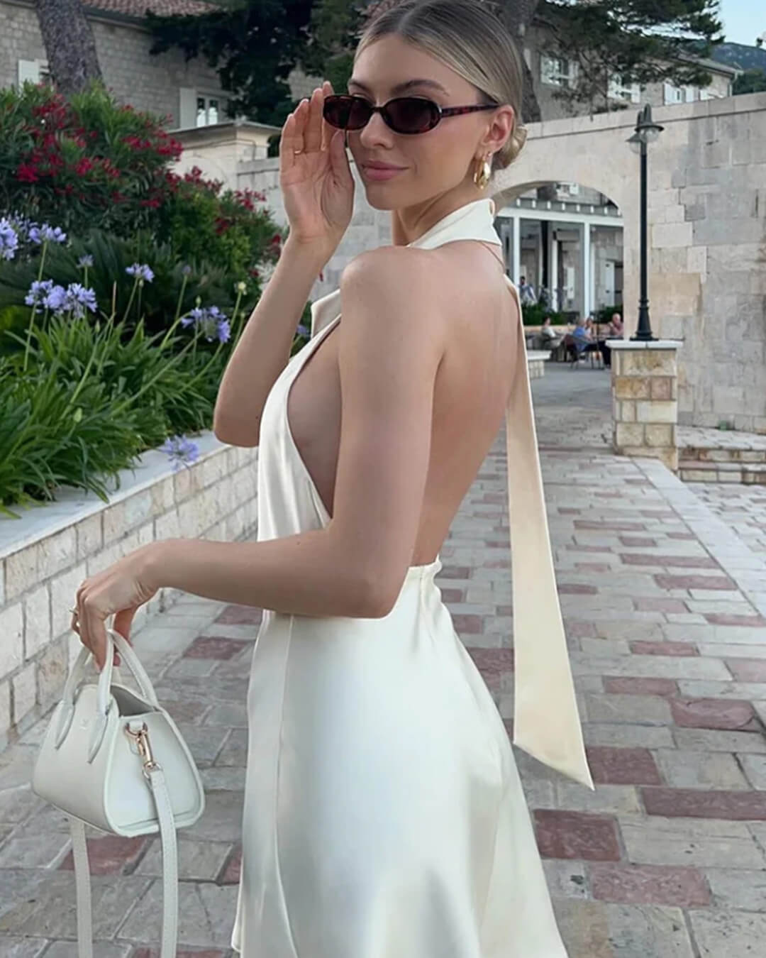 Fiona Satin Backless Mini Dress