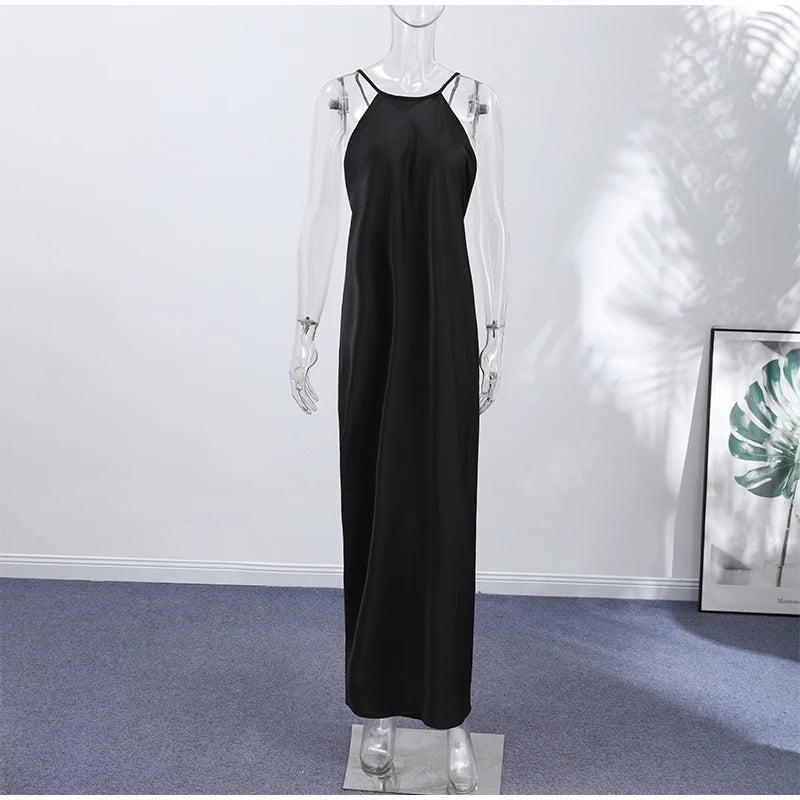 Indira Satin Robe Maxi Halter