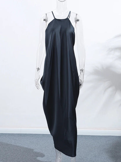 Indira Satin Robe Maxi Halter