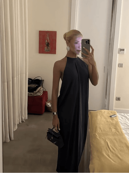 Indira Satin Robe Maxi Halter
