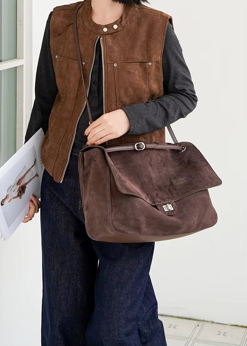 Sac cabas rétro Olivia en cuir givré.