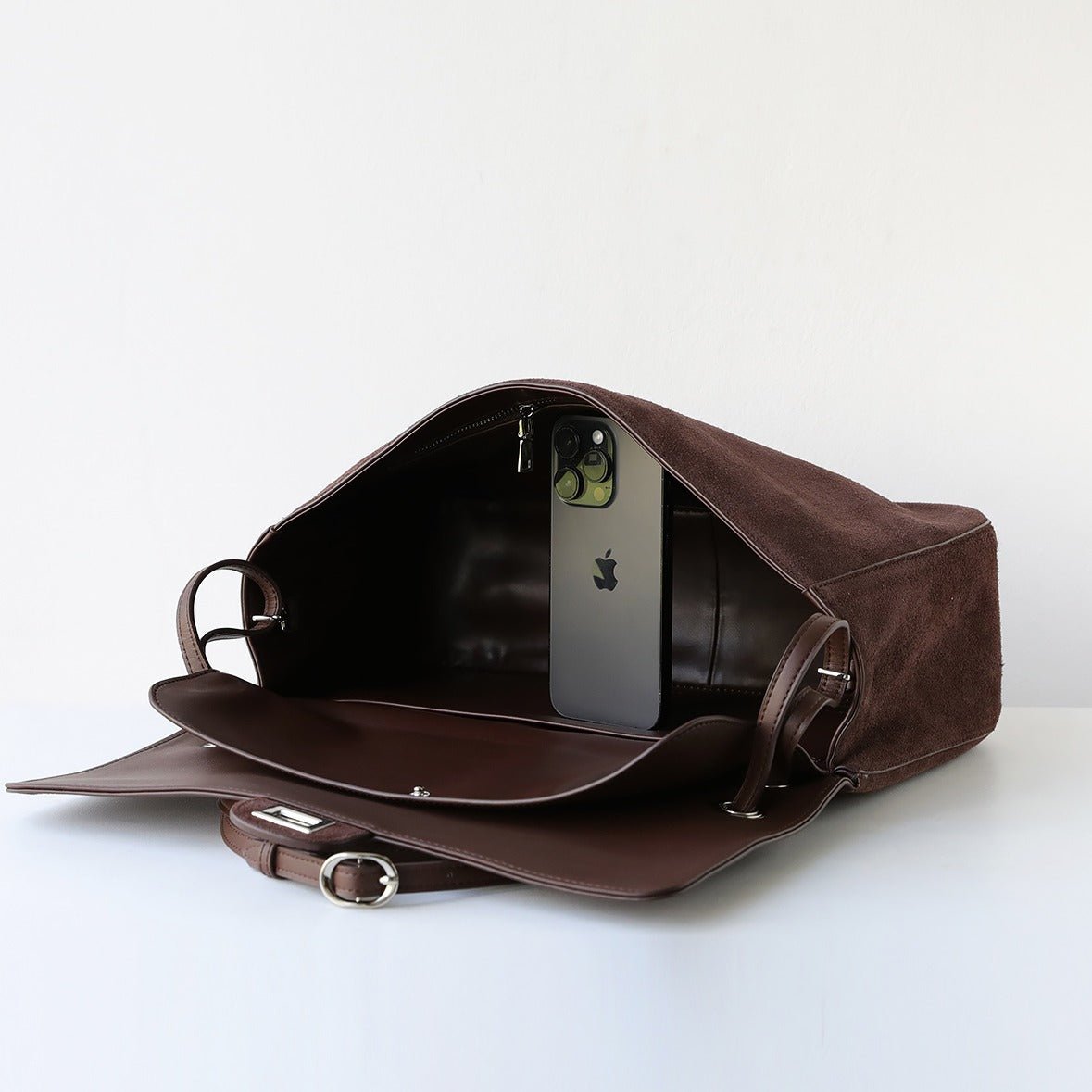 Sac cabas rétro Olivia en cuir givré.