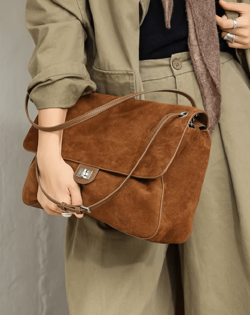 Sac cabas rétro Olivia en cuir givré.