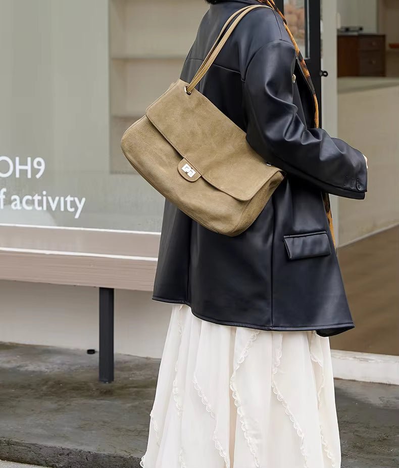 Sac cabas rétro Olivia en cuir givré.