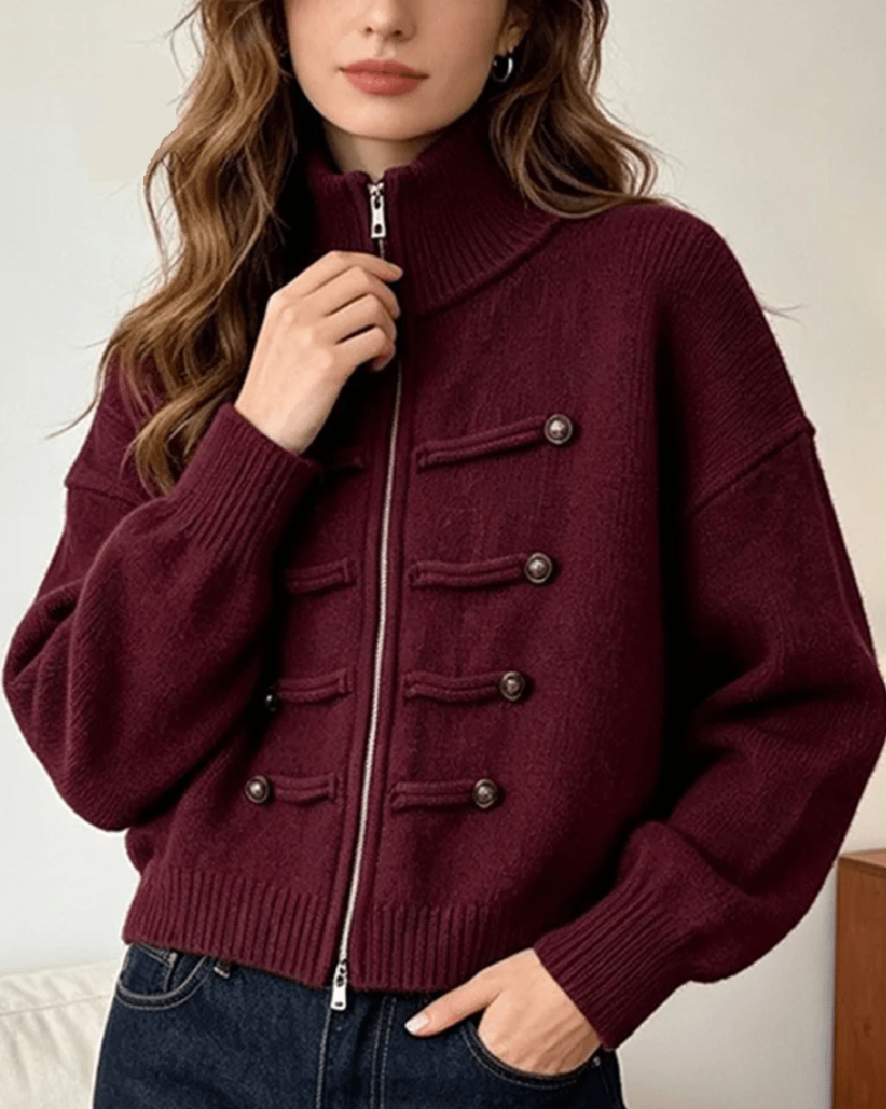 Amelia Turtleneck Zip Knit Cardigan