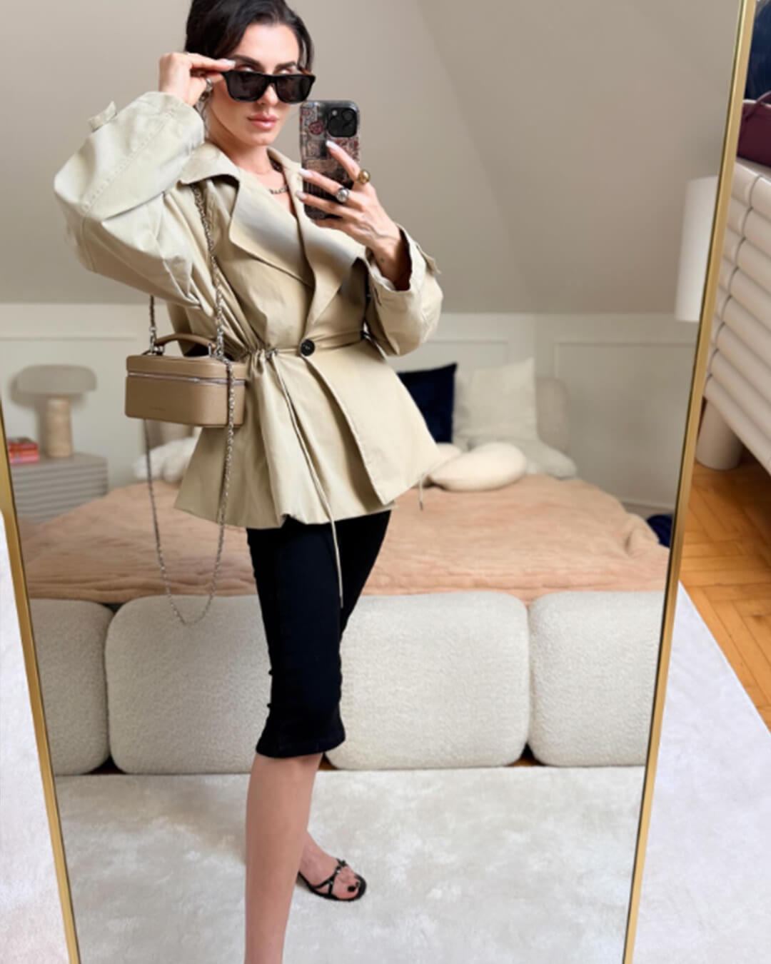 Maria Lapel Collar Drawstring Trench Coat