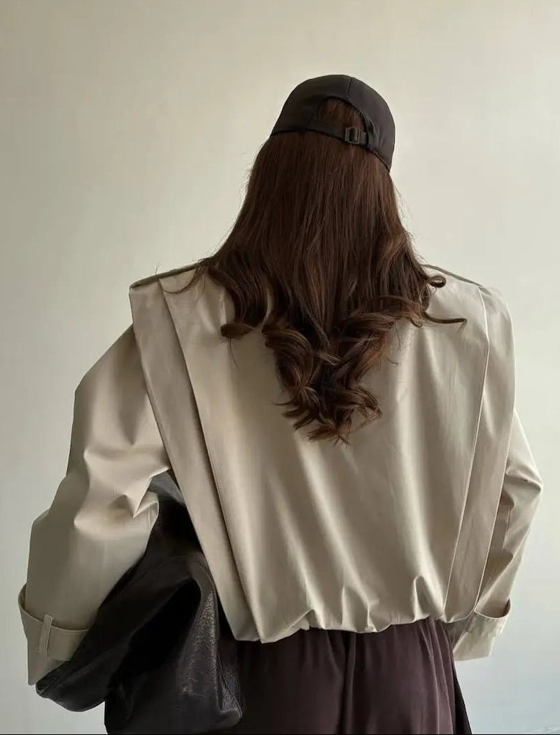 Manteau trench Isabel plissé à col haut