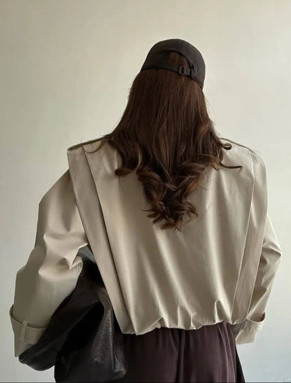 Manteau trench Isabel plissé à col haut