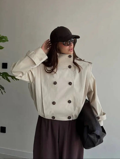 Manteau trench Isabel plissé à col haut