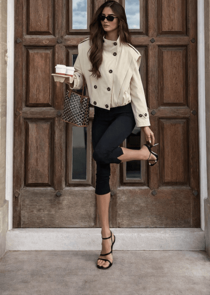 Manteau trench Isabel plissé à col haut