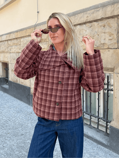 Manteau Jane en mélange laine à carreaux col montant