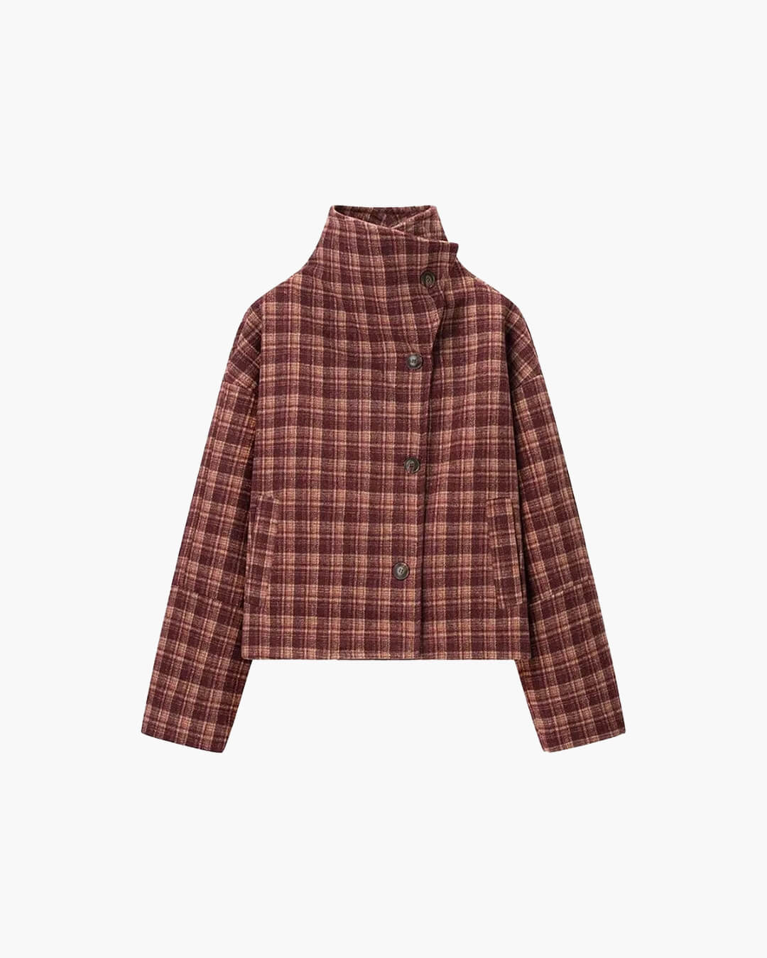 Manteau Jane en mélange laine à carreaux col montant