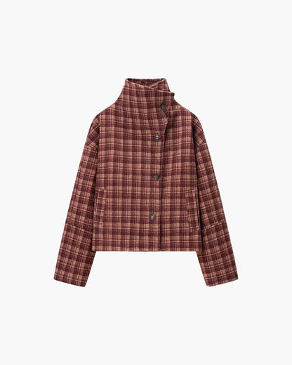 Manteau Jane en mélange laine à carreaux col montant