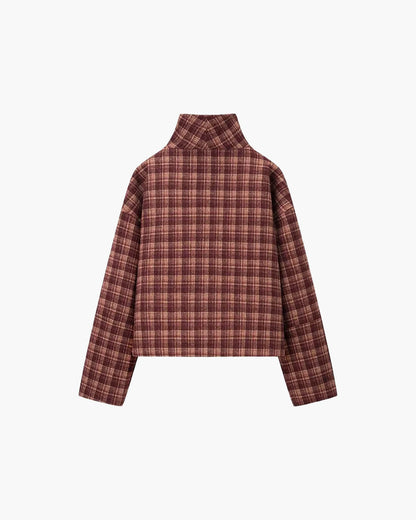 Manteau Jane en mélange laine à carreaux col montant