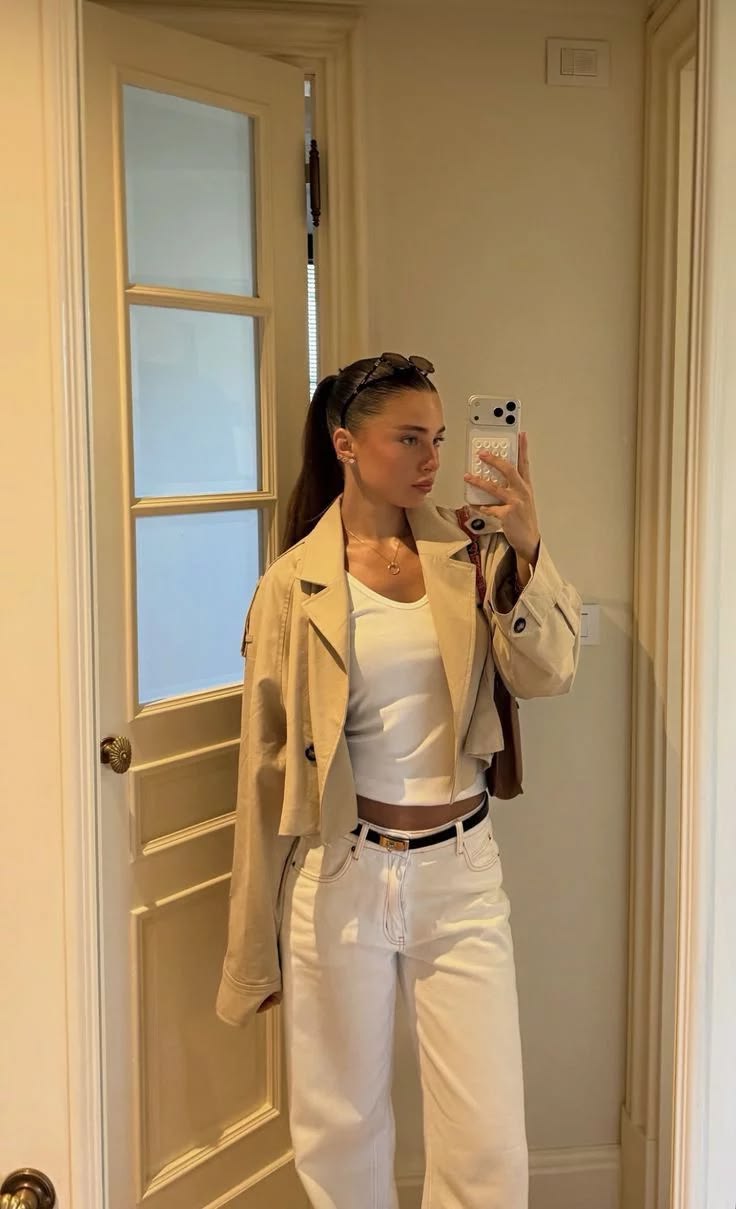 Carmen Cropped Double Breasted Trench Coat