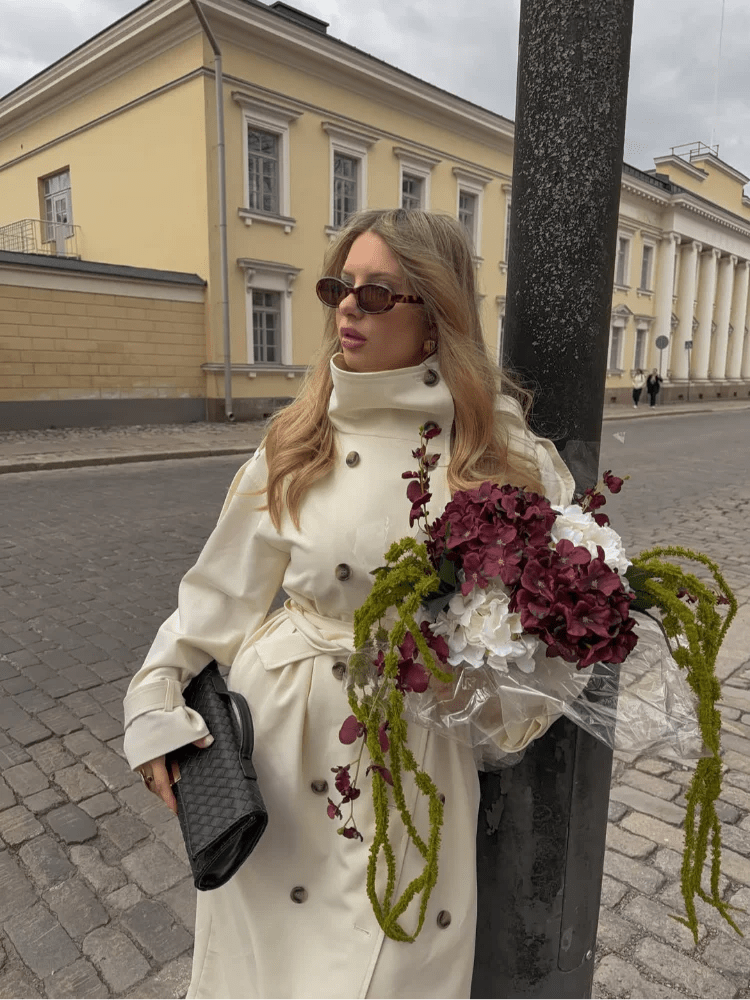 Amanda High Neck Belted Trench Coat