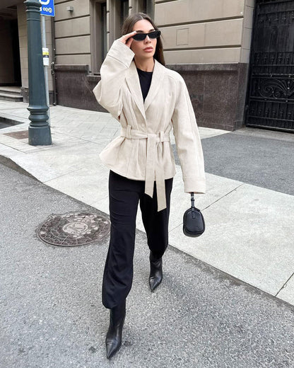 Rebecca Belted Suede Trench Coat
