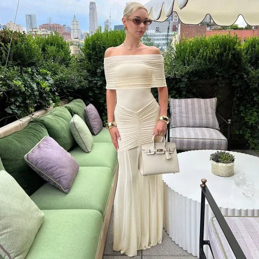Robe longue froncée Simone