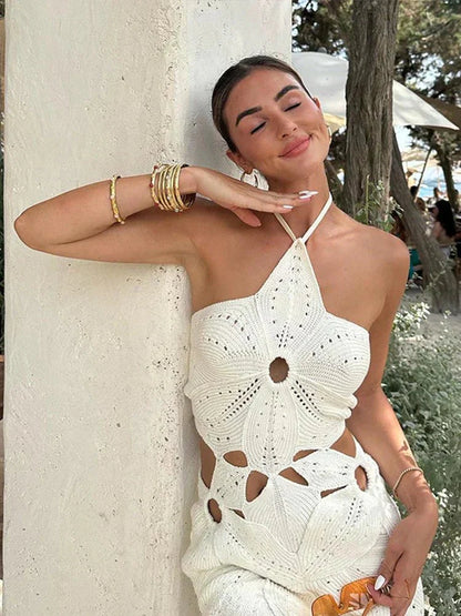 Robe mini en crochet à col halter Willow