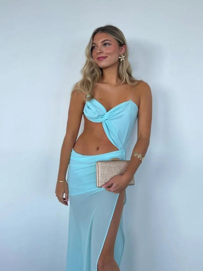 Maya Mesh Cutout Maxi Dress