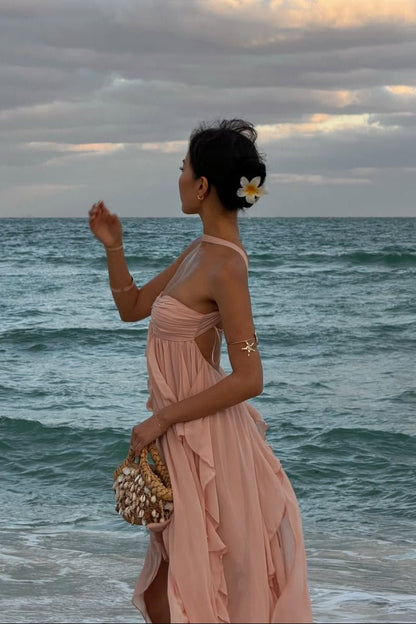 Emmi Strapless Ruffled Maxi Dress