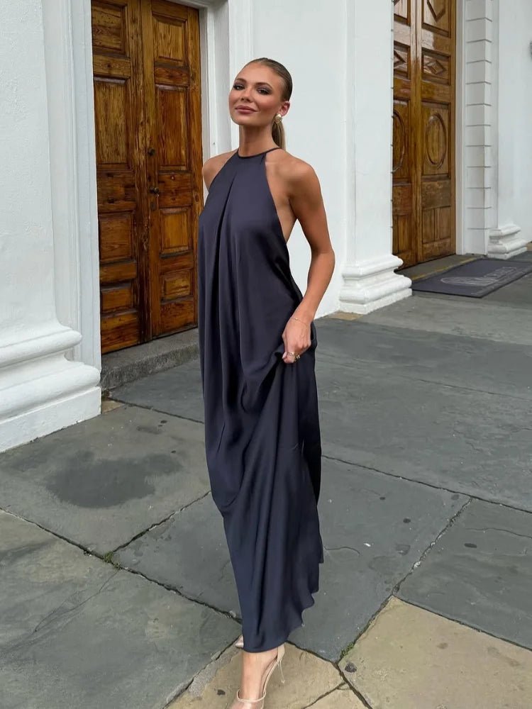 Indira Satin Robe Maxi Halter