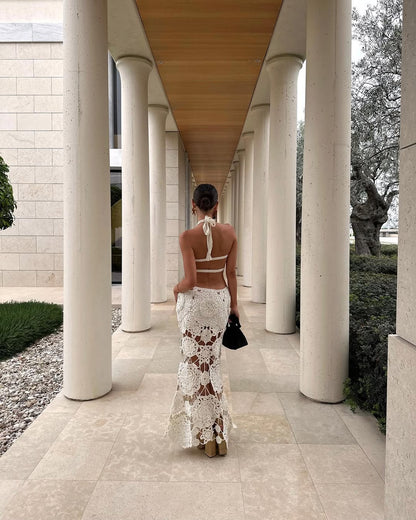 Ava Robe longue en crochet transparent