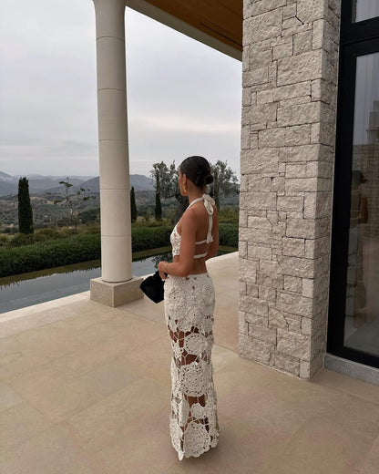 Ava Robe longue en crochet transparent
