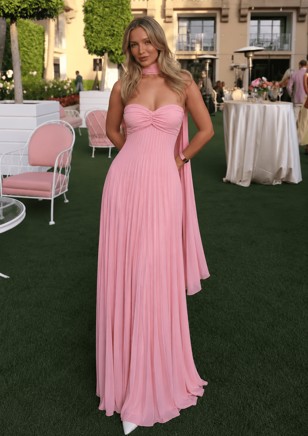 Robe longue Kimberly en mesh avec foulard