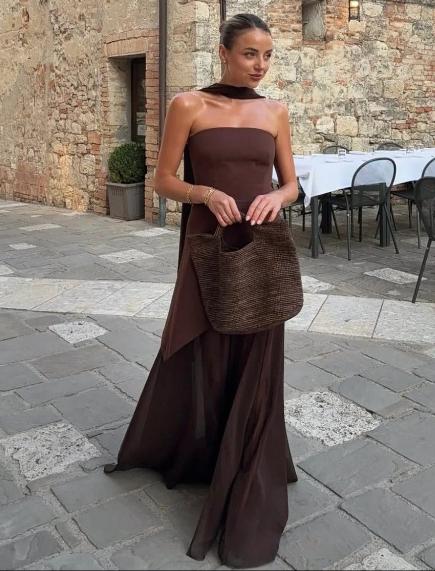 Ambre Robe Maxi Asymétrique Transparente