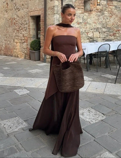 Ambre Robe Maxi Asymétrique Transparente