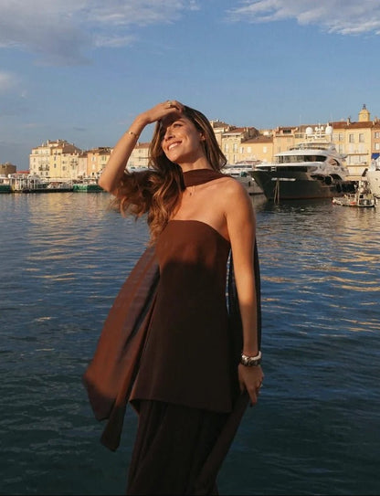Ambre Robe Maxi Asymétrique Transparente