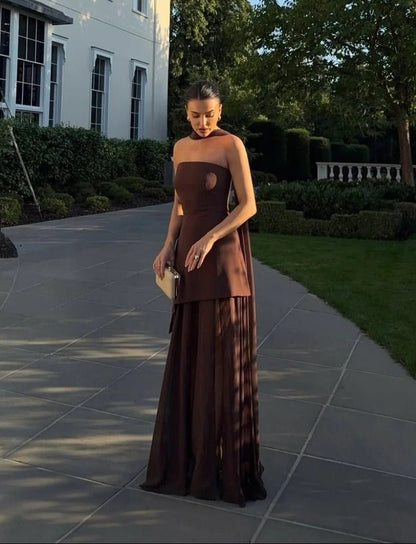 Ambre Robe Maxi Asymétrique Transparente