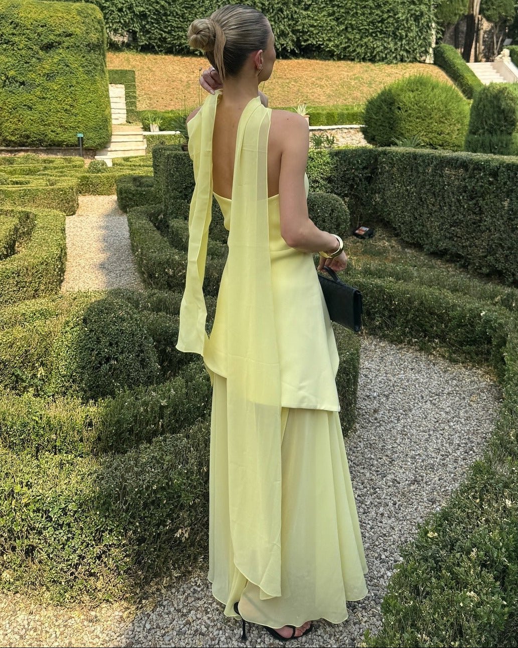Ambre Robe Maxi Asymétrique Transparente