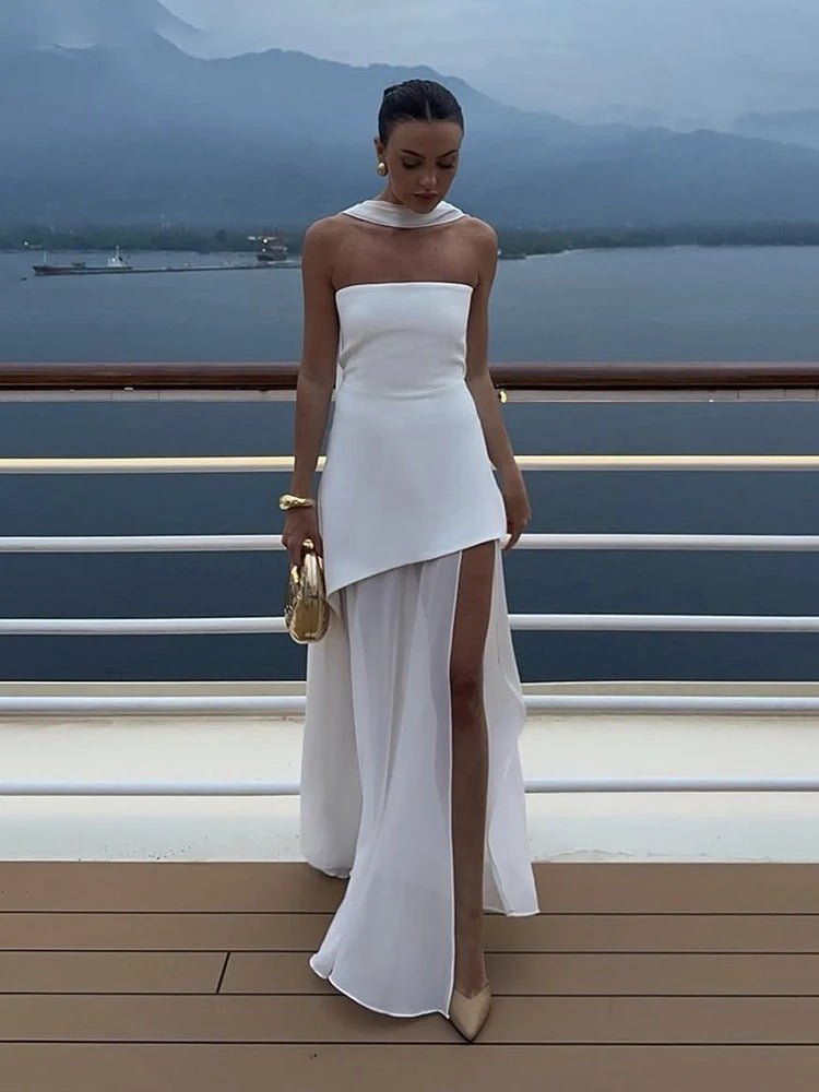 Ambre Robe Maxi Asymétrique Transparente